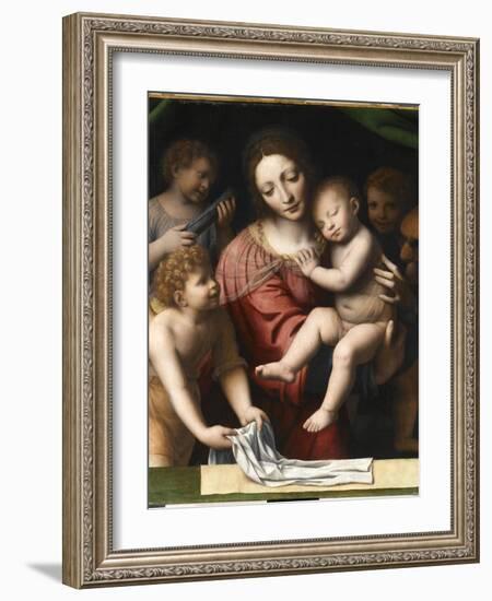 Le Sommeil de l'Enfant Jésus, ou la Vierge tenant l'Enfant Jésus endormi, a-Bernardino Luini-Framed Giclee Print