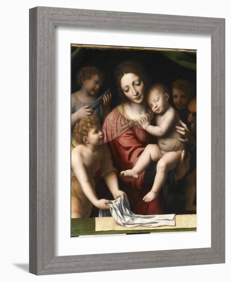 Le Sommeil de l'Enfant Jésus, ou la Vierge tenant l'Enfant Jésus endormi, a-Bernardino Luini-Framed Giclee Print