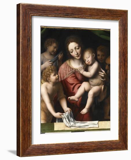 Le Sommeil de l'Enfant Jésus, ou la Vierge tenant l'Enfant Jésus endormi, a-Bernardino Luini-Framed Giclee Print