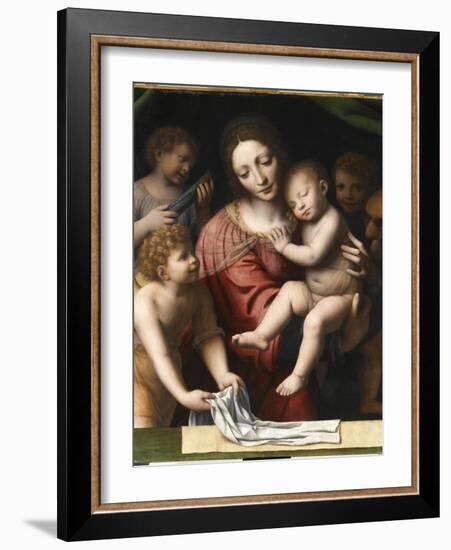 Le Sommeil de l'Enfant Jésus, ou la Vierge tenant l'Enfant Jésus endormi, a-Bernardino Luini-Framed Giclee Print