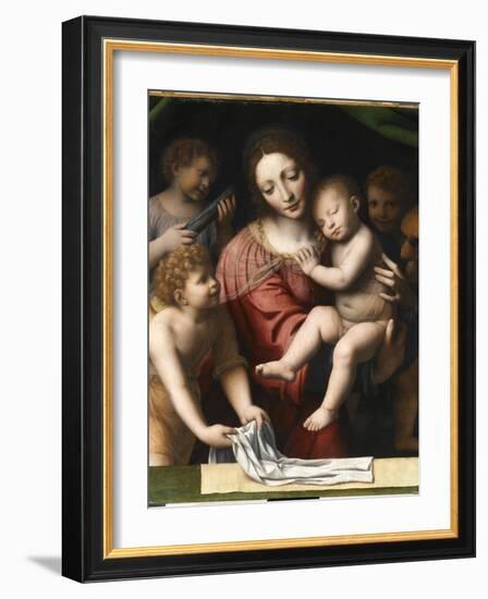 Le Sommeil de l'Enfant Jésus, ou la Vierge tenant l'Enfant Jésus endormi, a-Bernardino Luini-Framed Giclee Print