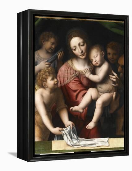 Le Sommeil de l'Enfant Jésus, ou la Vierge tenant l'Enfant Jésus endormi, a-Bernardino Luini-Framed Premier Image Canvas