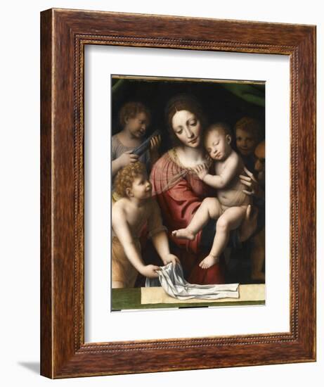 Le Sommeil de l'Enfant Jésus, ou la Vierge tenant l'Enfant Jésus endormi, a-Bernardino Luini-Framed Giclee Print