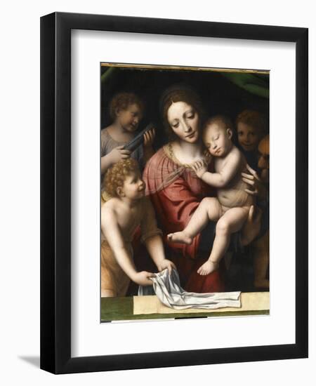 Le Sommeil de l'Enfant Jésus, ou la Vierge tenant l'Enfant Jésus endormi, a-Bernardino Luini-Framed Giclee Print