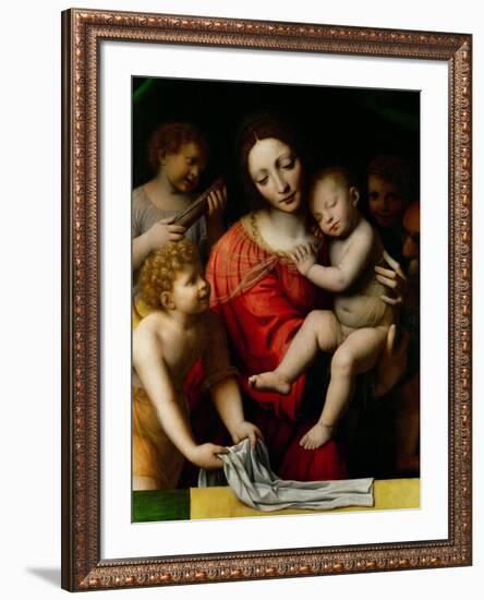 Le sommeil de lenfant Jesus-the sleep of the Child Jesus; prefiguration of the Passion-Bernardino Luini-Framed Giclee Print