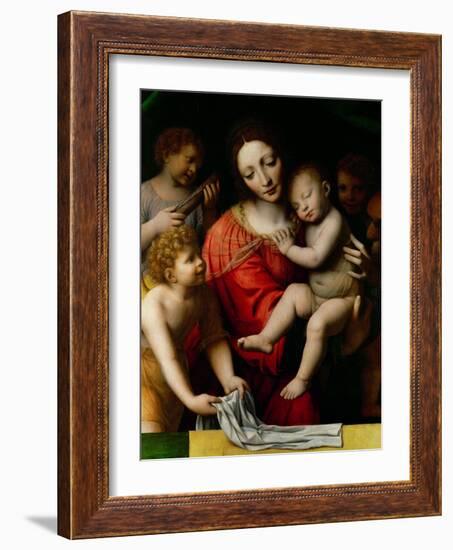 Le sommeil de lenfant Jesus-the sleep of the Child Jesus; prefiguration of the Passion-Bernardino Luini-Framed Giclee Print