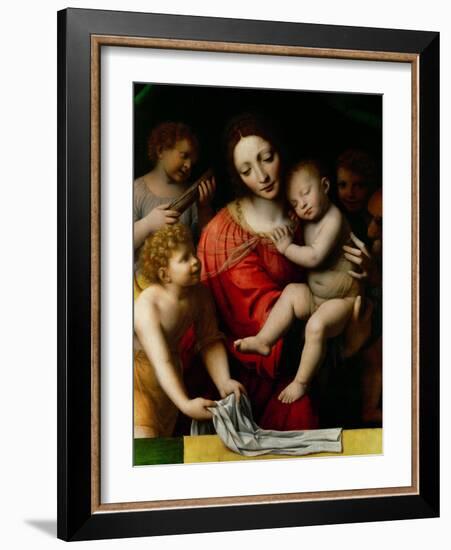 Le sommeil de lenfant Jesus-the sleep of the Child Jesus; prefiguration of the Passion-Bernardino Luini-Framed Giclee Print