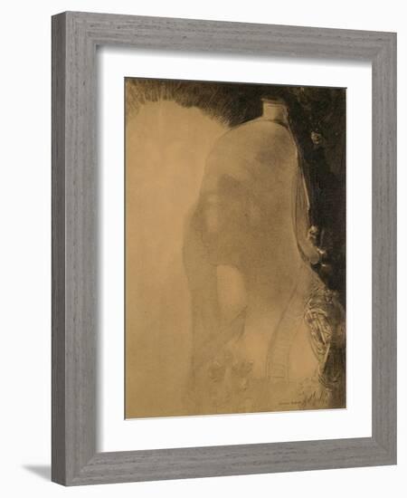 Le sommeil : une femme vue en buste, les yeux clos et coiffée d'un casque-Odilon Redon-Framed Giclee Print