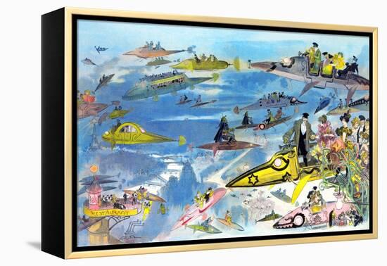 Le Sortie De L'Opéra En L'An 2000; Futuristic Look at Air Travel in the Year 2000-null-Framed Stretched Canvas