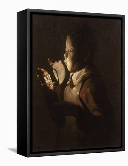 Le souffleur à la lampe-Georges de La Tour-Framed Premier Image Canvas