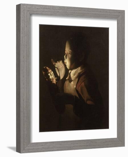 Le souffleur à la lampe-Georges de La Tour-Framed Giclee Print