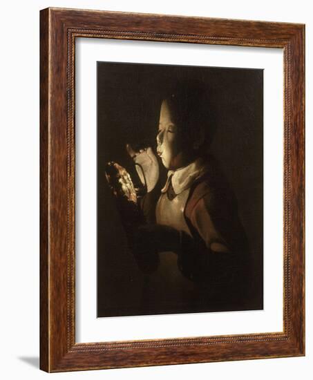 Le souffleur à la lampe-Georges de La Tour-Framed Giclee Print