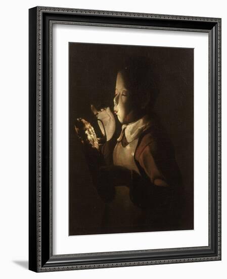 Le souffleur à la lampe-Georges de La Tour-Framed Giclee Print