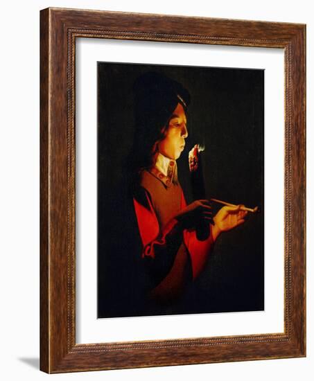 Le souffleur a la pipe-Boy blowingon a Firebrand, 1645-Georges de La Tour-Framed Giclee Print