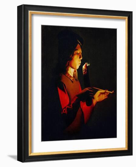 Le souffleur a la pipe-Boy blowingon a Firebrand, 1645-Georges de La Tour-Framed Giclee Print