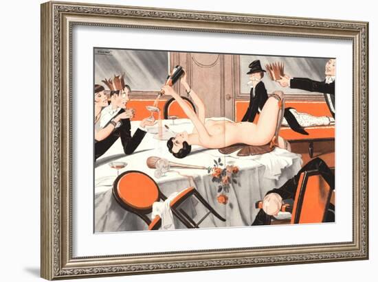 Le Sourire, Erotica Drunks Orgies Champagne Party Magazine, France, 1920-null-Framed Giclee Print