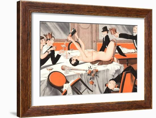 Le Sourire, Erotica Drunks Orgies Champagne Party Magazine, France, 1920-null-Framed Giclee Print