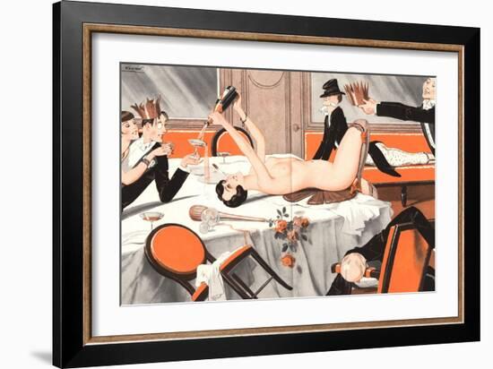 Le Sourire, Erotica Drunks Orgies Champagne Party Magazine, France, 1920-null-Framed Giclee Print