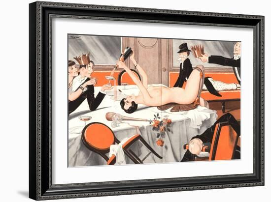 Le Sourire, Erotica Drunks Orgies Champagne Party Magazine, France, 1920-null-Framed Giclee Print