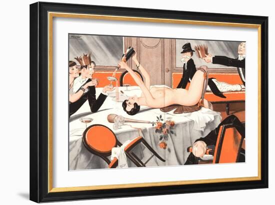 Le Sourire, Erotica Drunks Orgies Champagne Party Magazine, France, 1920-null-Framed Giclee Print