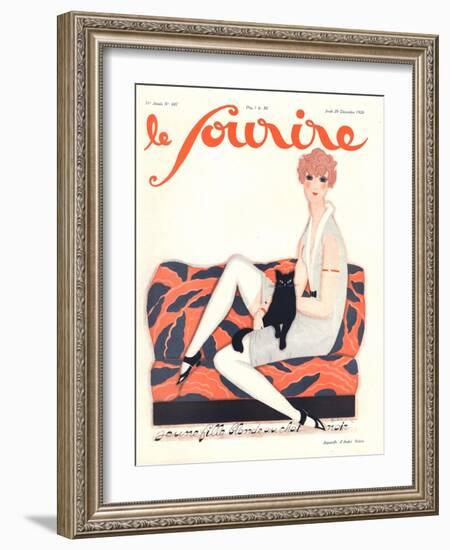 Le Sourire, Glamour Art Deco Pets Cats Womens Magazine, France, 1928-null-Framed Giclee Print