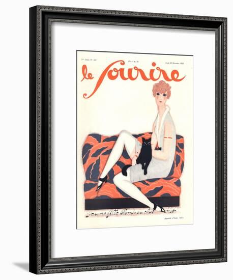 Le Sourire, Glamour Art Deco Pets Cats Womens Magazine, France, 1928-null-Framed Giclee Print