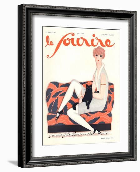 Le Sourire, Glamour Art Deco Pets Cats Womens Magazine, France, 1928-null-Framed Giclee Print