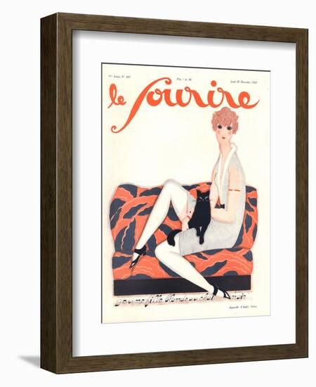 Le Sourire, Glamour Art Deco Pets Cats Womens Magazine, France, 1928-null-Framed Giclee Print