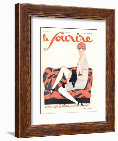 Le Sourire, Glamour Art Deco Pets Cats Womens Magazine, France, 1928-null-Framed Giclee Print