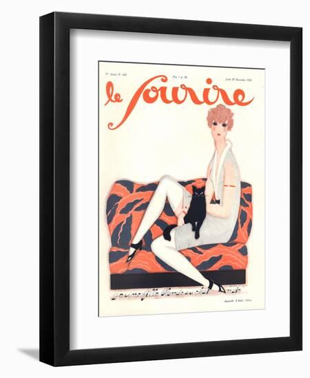 Le Sourire, Glamour Art Deco Pets Cats Womens Magazine, France, 1928-null-Framed Giclee Print