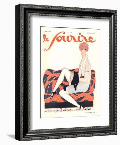 Le Sourire, Glamour Art Deco Pets Cats Womens Magazine, France, 1928-null-Framed Giclee Print