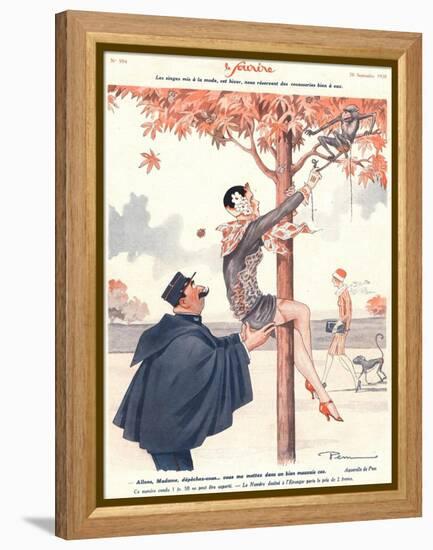 Le Sourire, Glamour Erotica Police Climbing Trees Magazine, France, 1920-null-Framed Premier Image Canvas