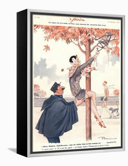 Le Sourire, Glamour Erotica Police Climbing Trees Magazine, France, 1920-null-Framed Premier Image Canvas