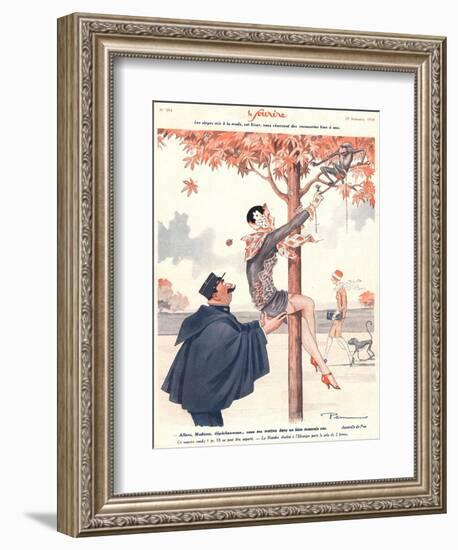 Le Sourire, Glamour Erotica Police Climbing Trees Magazine, France, 1920-null-Framed Giclee Print