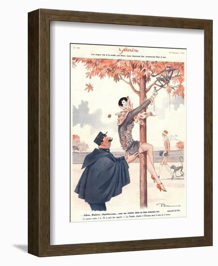 Le Sourire, Glamour Erotica Police Climbing Trees Magazine, France, 1920-null-Framed Giclee Print