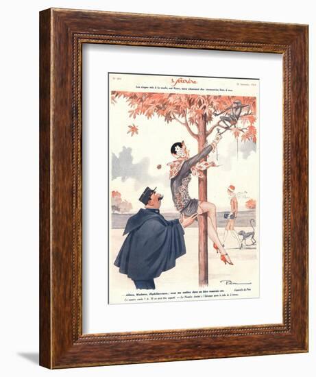 Le Sourire, Glamour Erotica Police Climbing Trees Magazine, France, 1920-null-Framed Giclee Print