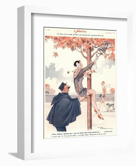 Le Sourire, Glamour Erotica Police Climbing Trees Magazine, France, 1920-null-Framed Giclee Print