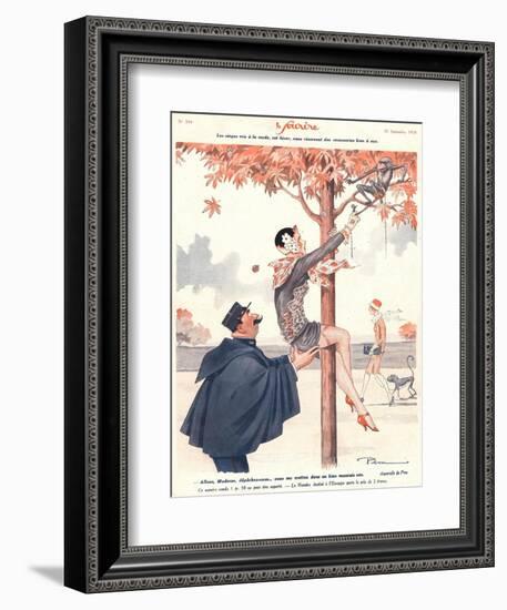 Le Sourire, Glamour Erotica Police Climbing Trees Magazine, France, 1920-null-Framed Giclee Print