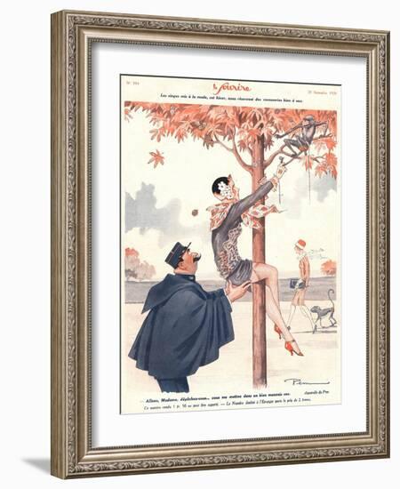 Le Sourire, Glamour Erotica Police Climbing Trees Magazine, France, 1920-null-Framed Giclee Print