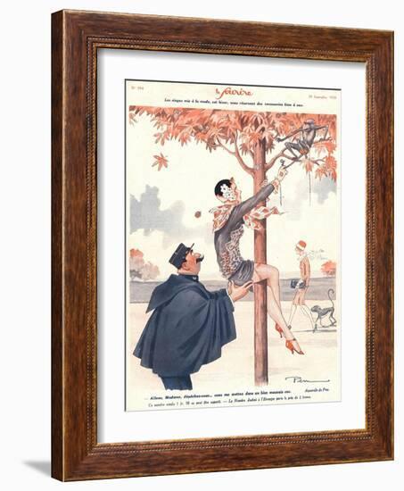 Le Sourire, Glamour Erotica Police Climbing Trees Magazine, France, 1920-null-Framed Giclee Print