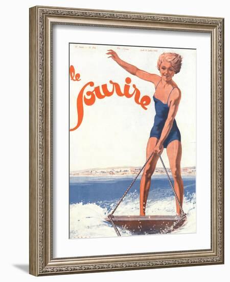 Le Sourire, Water Ski Magazine, France, 1932-null-Framed Giclee Print