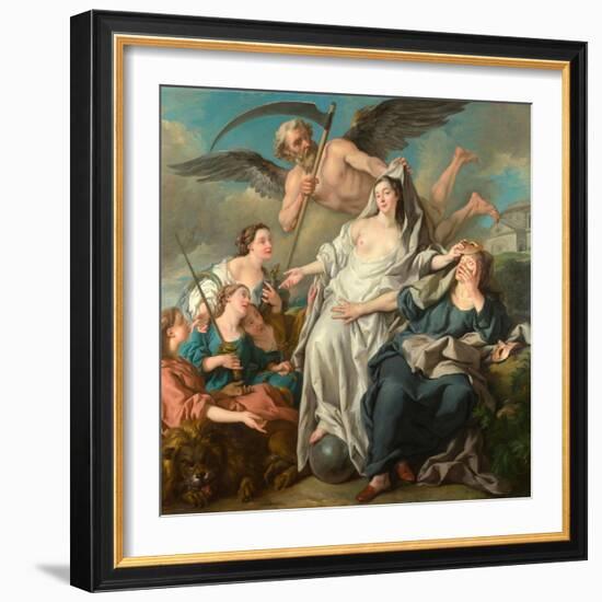 Le Temps Devoilant La Verite  Peinture De Jean-Francois De Troy (1679-1752) 1733 Dim 203X208 Cm Na-Jean Francois de Troy-Framed Giclee Print