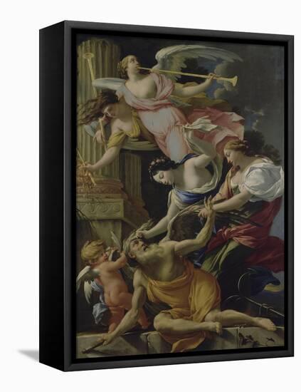 Le Temps vaincu par l'Amour, l'Espérance et la renommée-Simon Vouet-Framed Premier Image Canvas