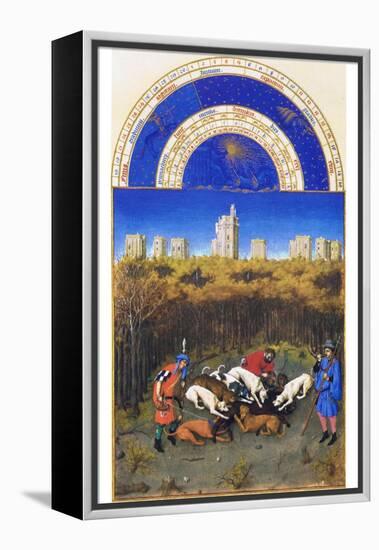 Le Tres Riches Heures Du Duc De Berry - December-Paul Herman & Jean Limbourg-Framed Stretched Canvas