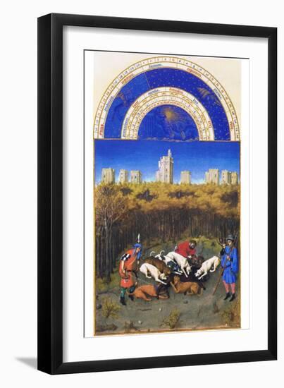 Le Tres Riches Heures Du Duc De Berry - December-Paul Herman & Jean Limbourg-Framed Art Print