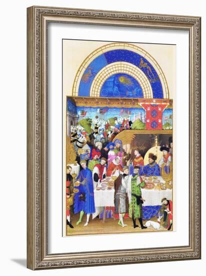 Le Tres Riches Heures Du Duc De Berry - January-Paul Herman & Jean Limbourg-Framed Art Print