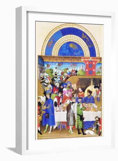 Le Tres Riches Heures Du Duc De Berry - January-Paul Herman & Jean Limbourg-Framed Art Print