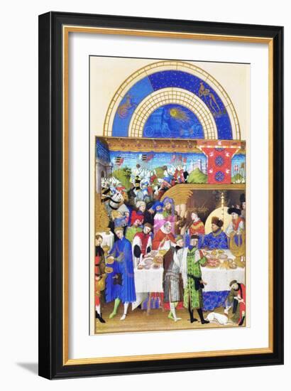 Le Tres Riches Heures Du Duc De Berry - January-Paul Herman & Jean Limbourg-Framed Art Print