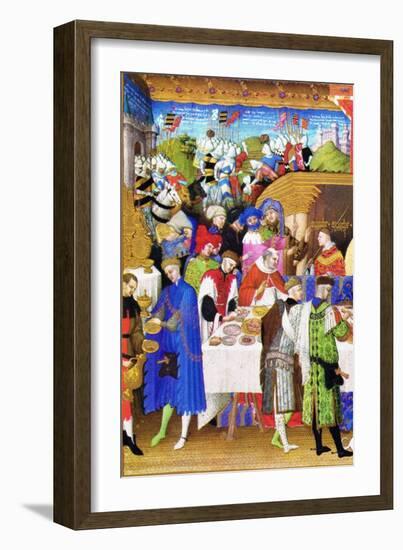 Le Tres Riches Heures Du Duc De Berry - January-Paul Herman & Jean Limbourg-Framed Art Print