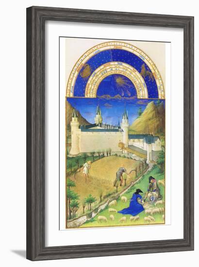 Le Tres Riches Heures Du Duc De Berry - July-Paul Herman & Jean Limbourg-Framed Art Print